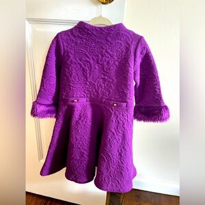 Janie and Jack Purple Fur Cuff Jacquard Dress